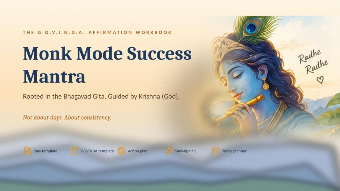 Cover of the Monk Mode Success Mantra workbook